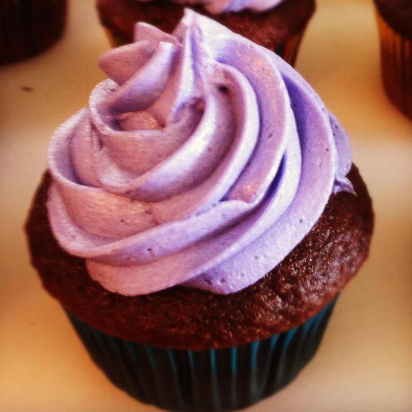 Devil's food cupcake with raspberry buttercream