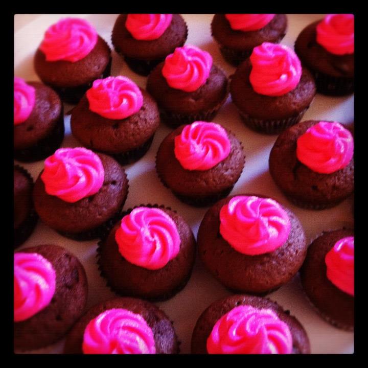 Many chocolate minis in hot pink